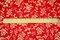 Red-Yellow Polyester Floral Pattern Chinese Brocade Woven Fabric By the Yard